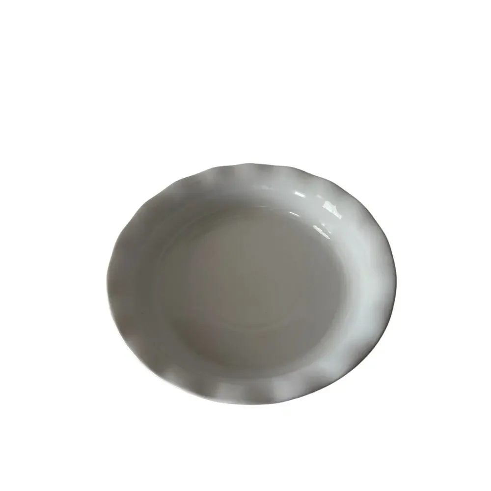 CorningWare French White 9” Stoneware Pie Plate Dish Scalloped Fluted Rim